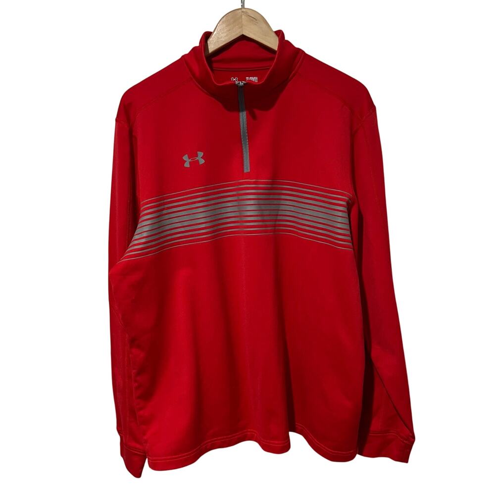 Under Armour 1/4 zip qualifier Loose Pullover Men’s Size XL Red Gray Athleisure